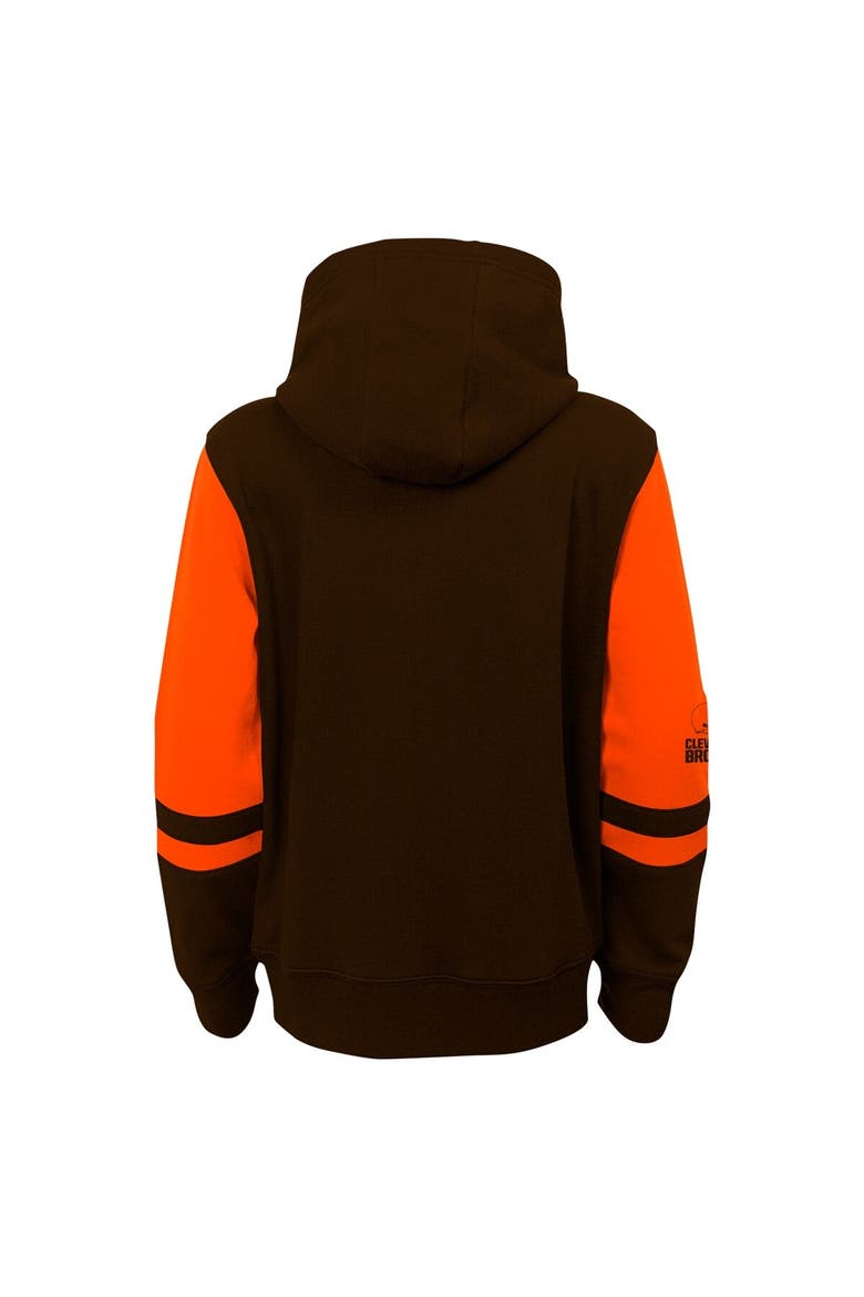 Youth Brown Cleveland Browns Stadium Color-Block Full-Zip Hoodie, Alternate, color, Brown
