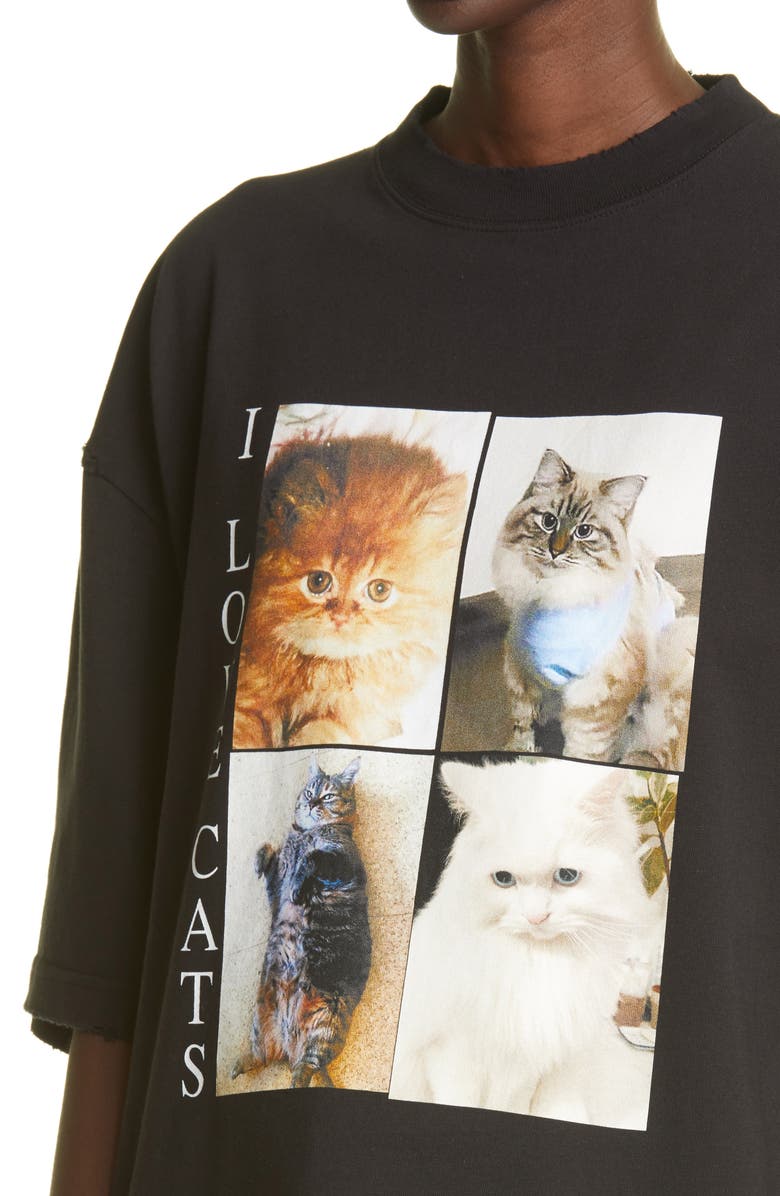 Balenciaga I Love Cats Oversize Graphic Tee, Alternate, color,