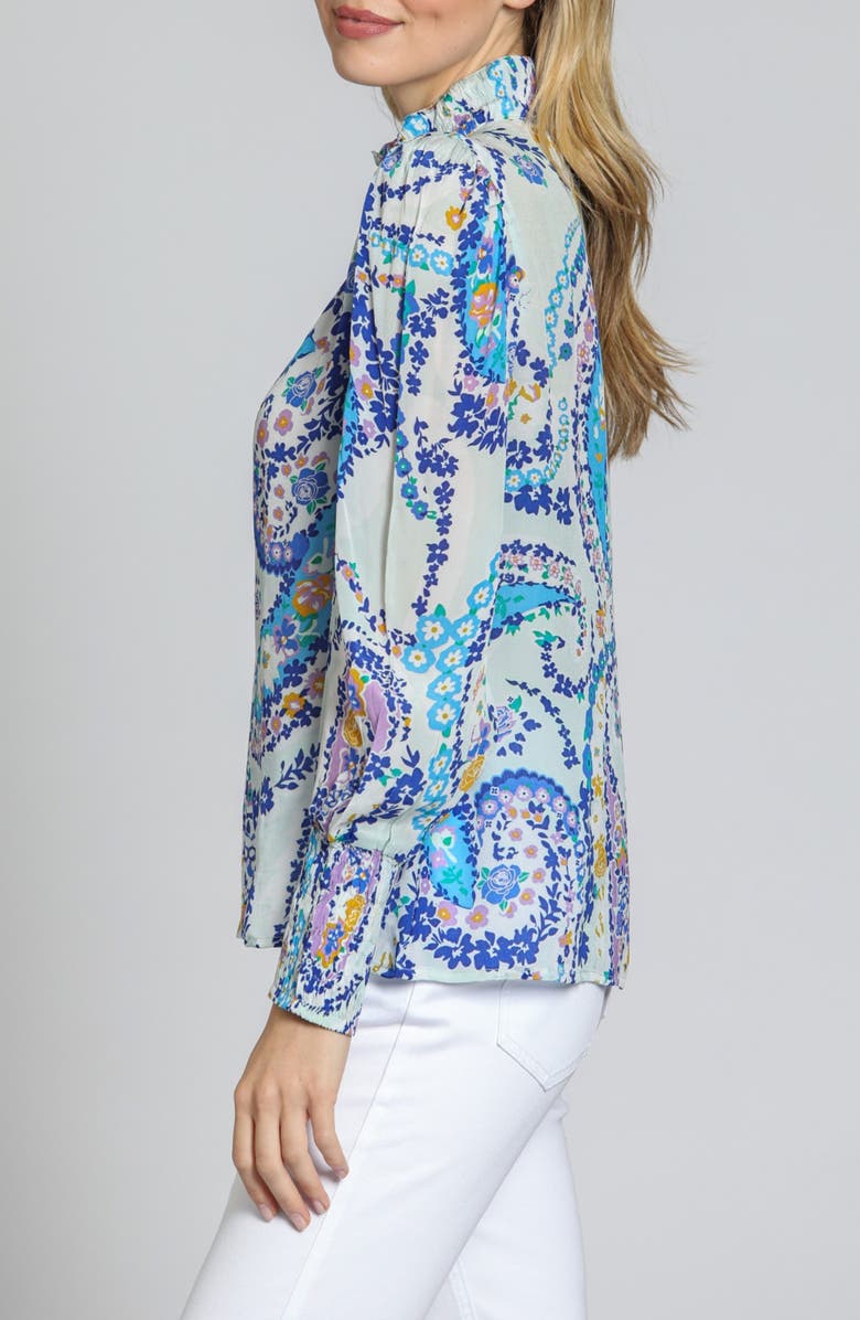 APNY Print Smocked Top, Alternate, color, Blue Multi