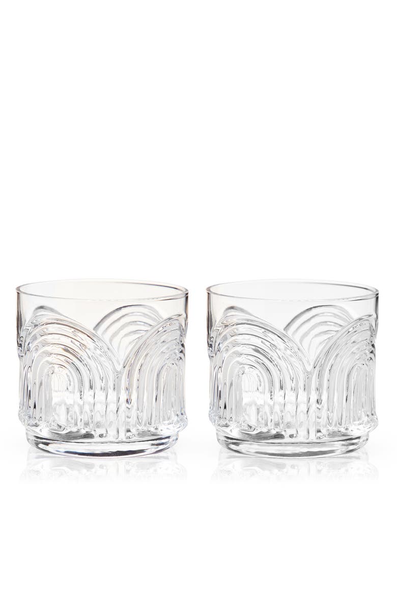 Viski Deco Beau Crystal Lowball Tumblers Set of 2, Alternate, color, Clear