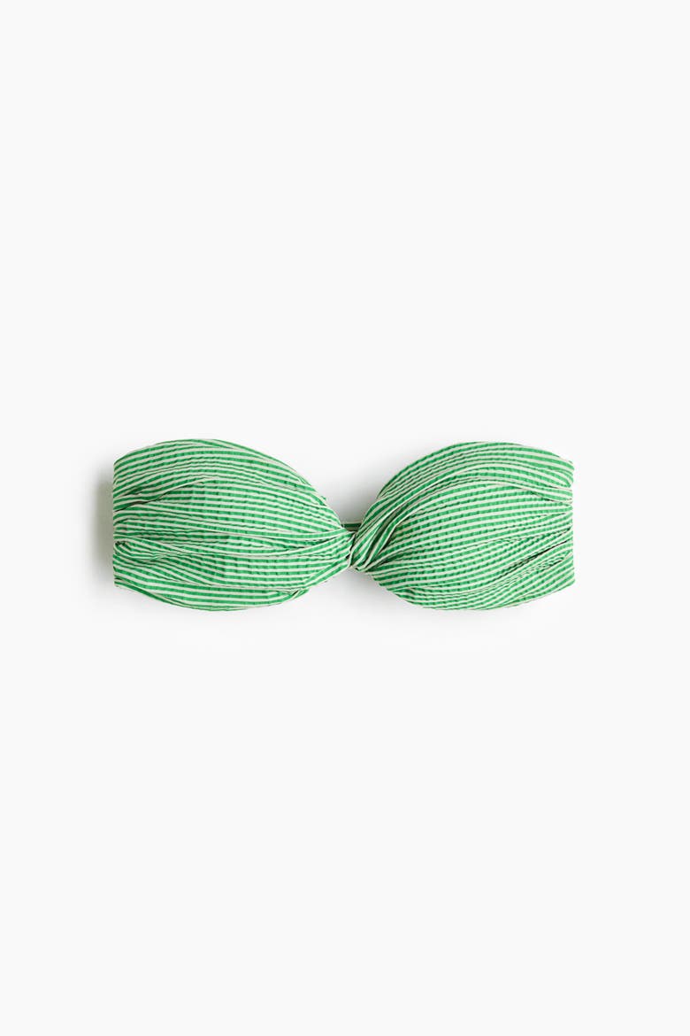 Padded Bandeau Bikini Top, Alternate, color, Bright green/striped