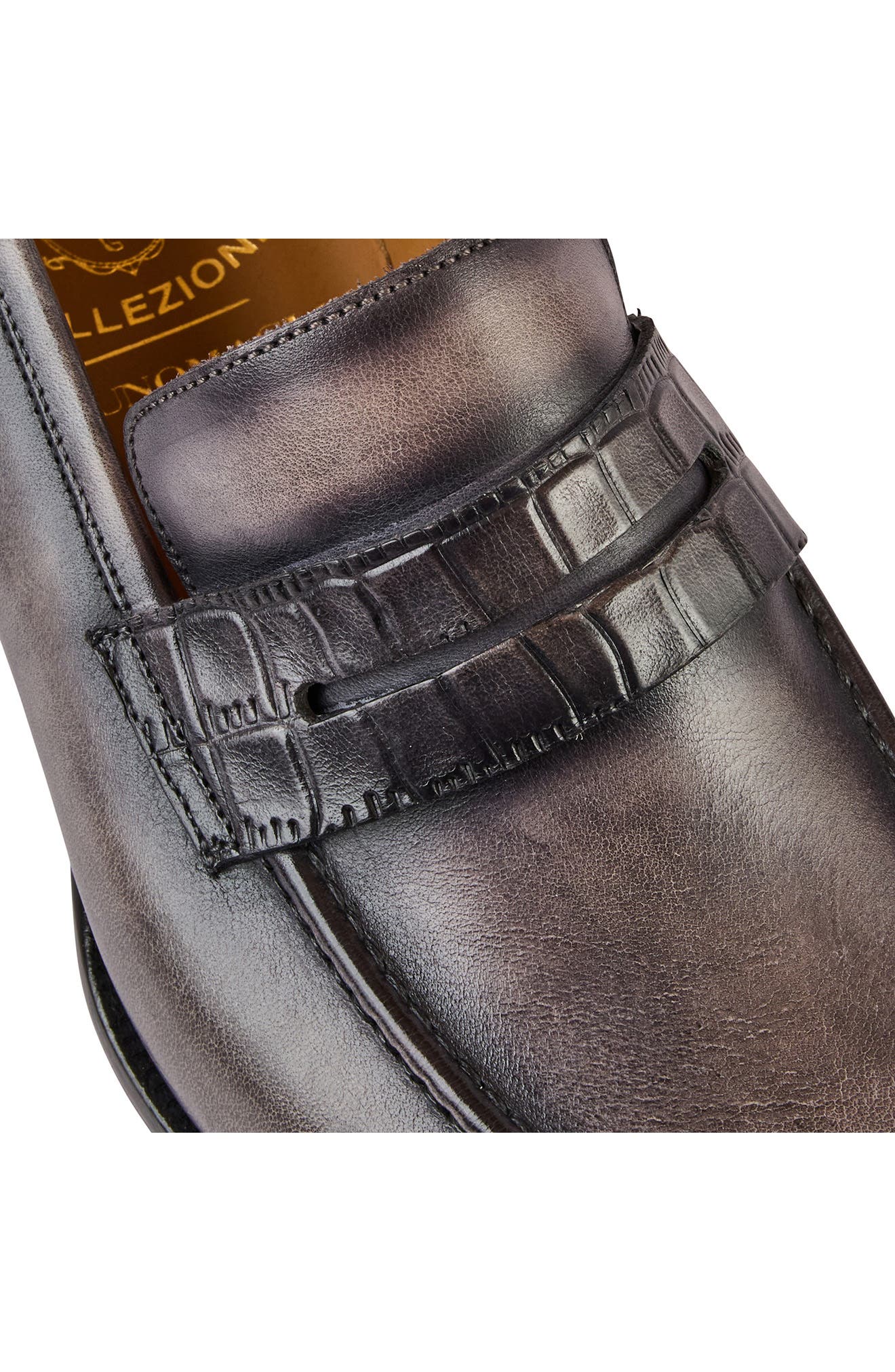 Bruno Magli Emilio Penny Loafer, Alternate, color, Grey/ Croc