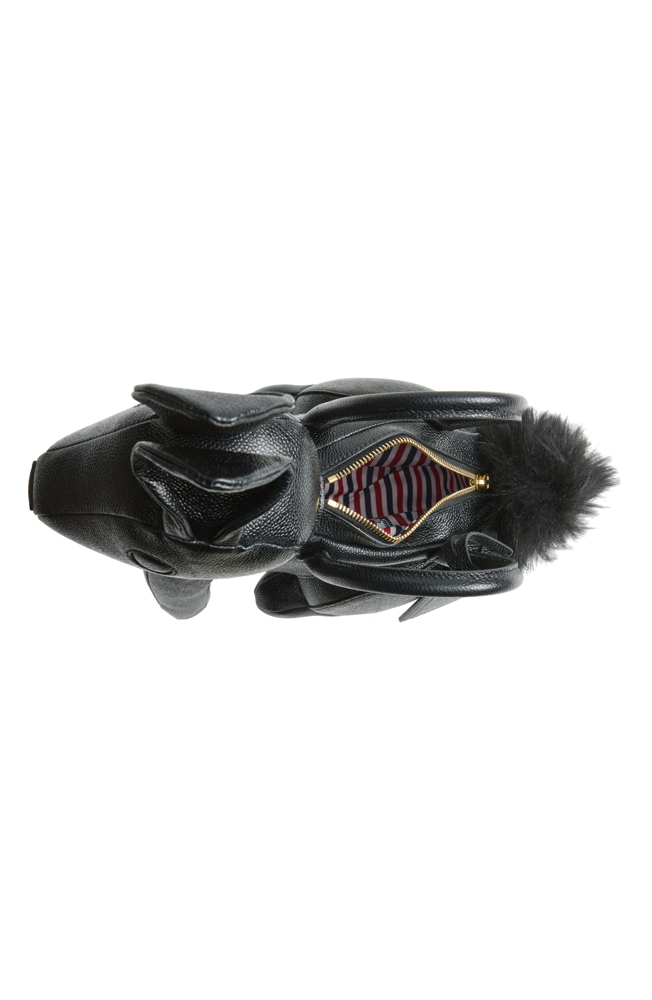 Rabbit Leather Handbag, Alternate, color, BLACK