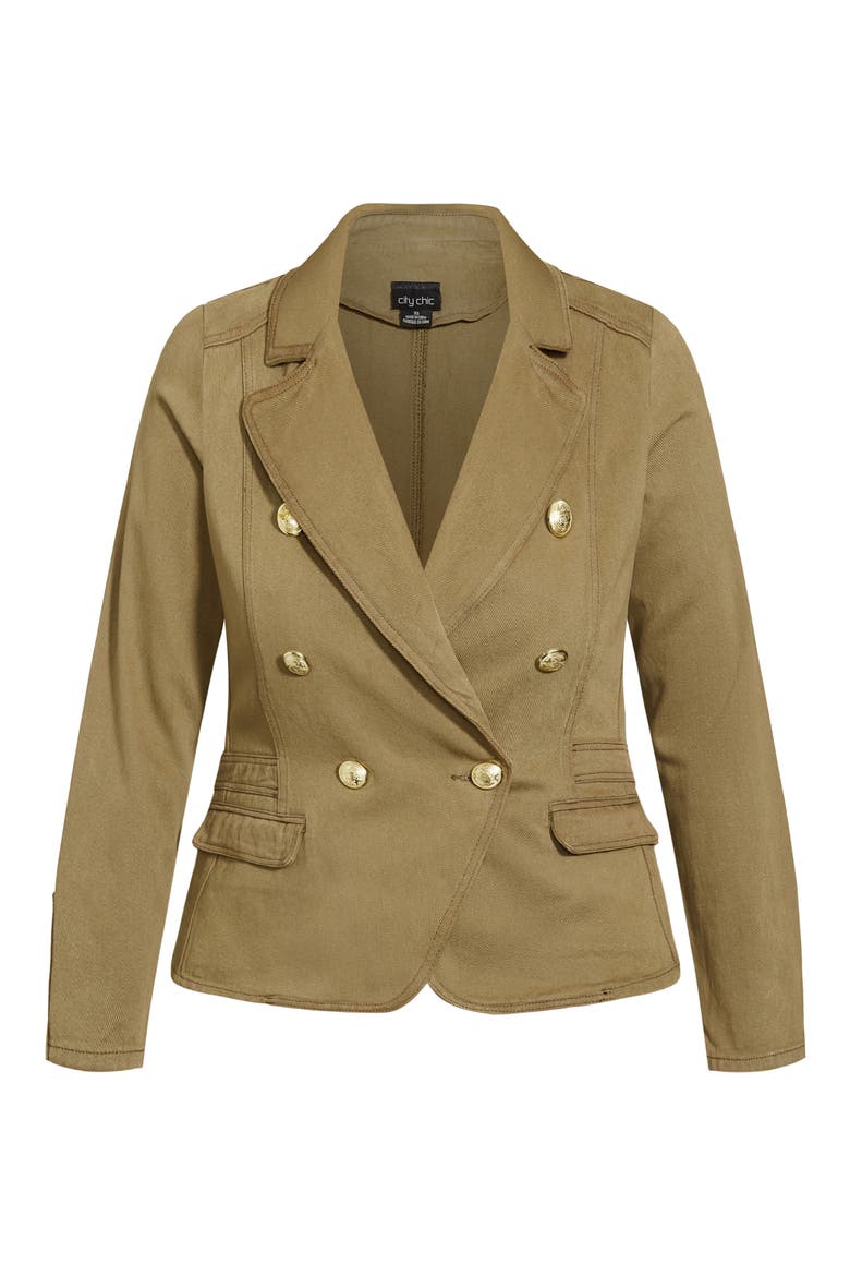 Harper Denim Blazer Jacket, Alternate, color, KHAKI