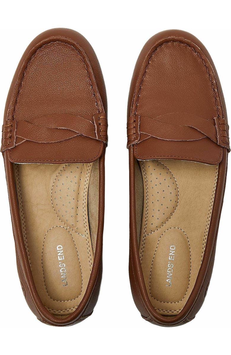 Lands' End Comfort Leather Slip On Loafer Shoes, Main, color, Cognac