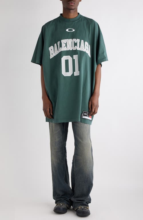 Balenciaga Graphic Print Basketball Short Sleeve T-shirt In Green