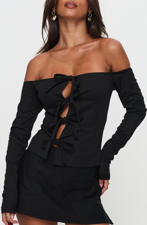 Princess Polly Wish You The Best Off The Shoulder Rib Top In Black