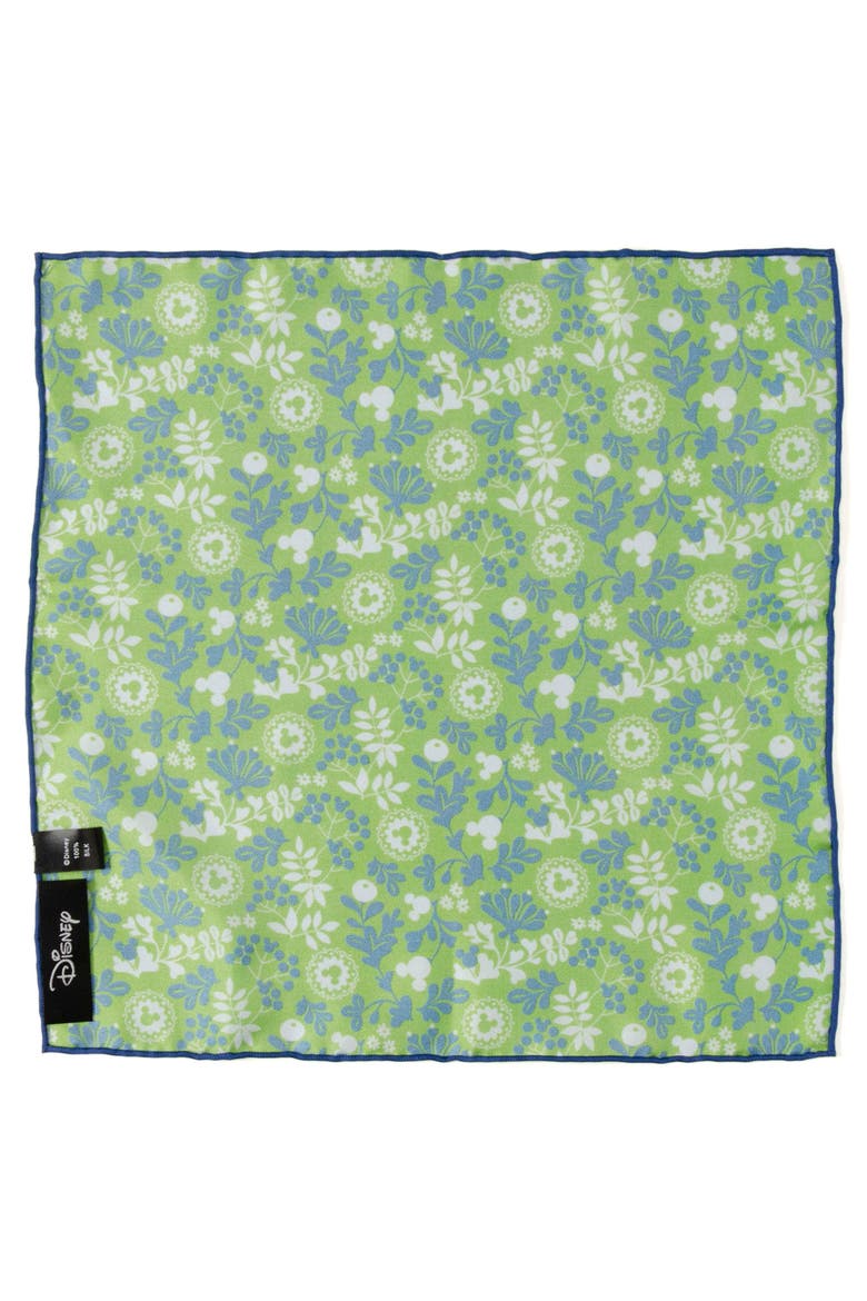 Mickey Floral Silk Pocket Square, Alternate, color, GREEN
