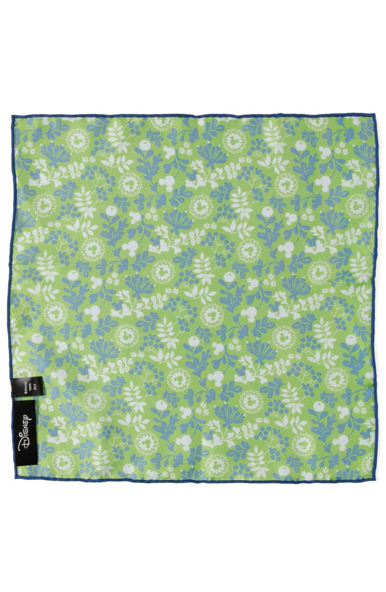 Cufflinks, Inc. Mickey Floral Silk Pocket Square, Alternate, color, Green