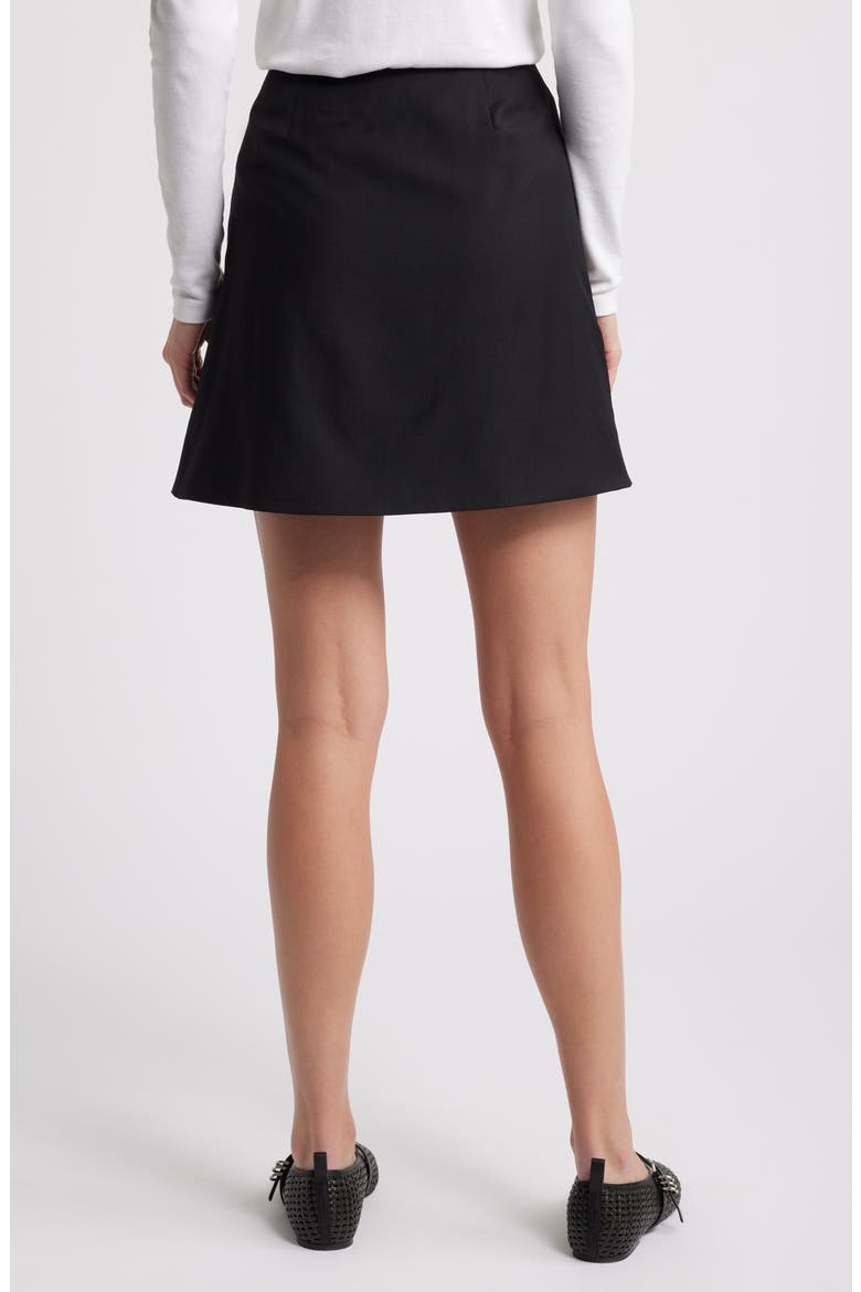 Wrap Effect Wool Miniskirt, Alternate, color, BLACK DARK
