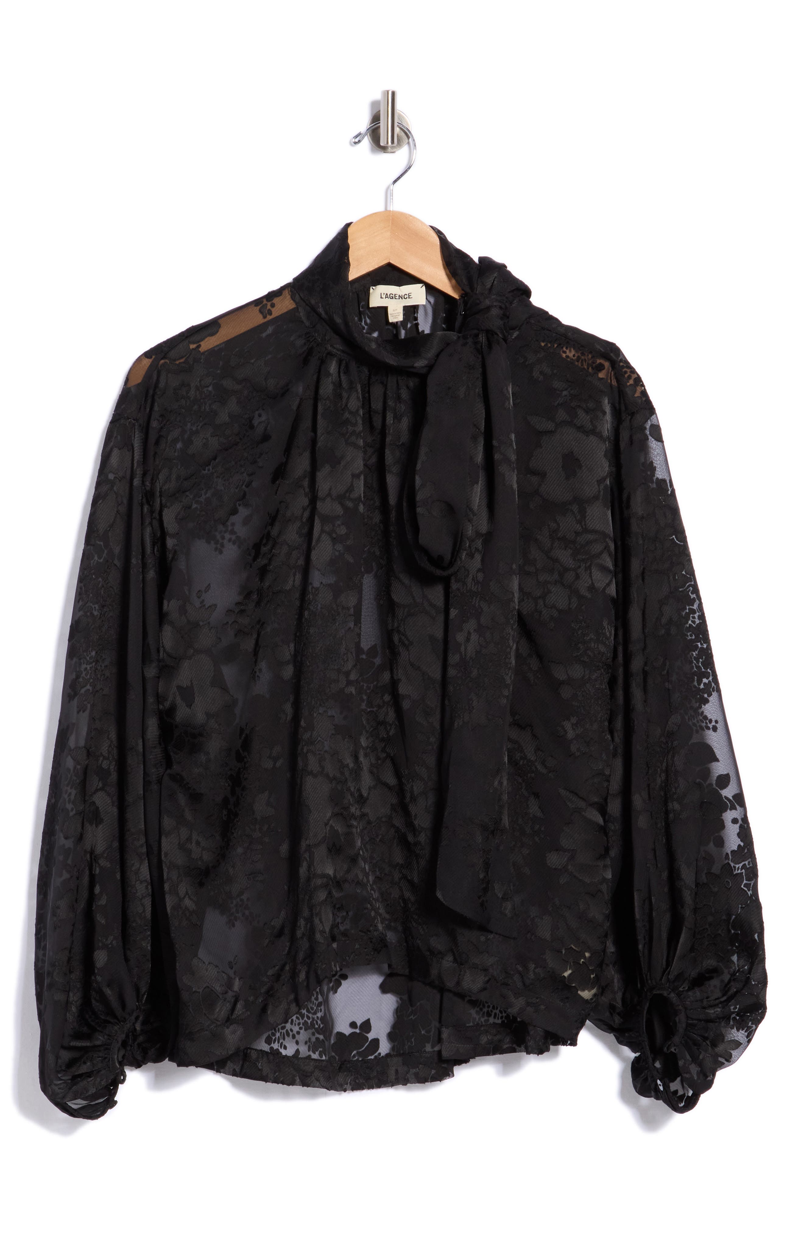Rhett Oversized Burnout Tie Neck Blouse