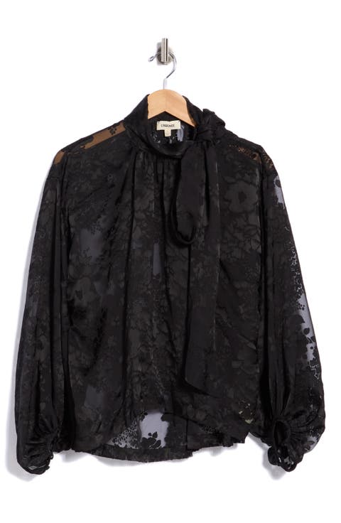 Rhett Oversized Burnout Tie Neck Blouse