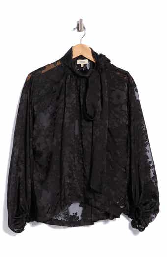 Rhett Oversized Burnout Tie Neck Blouse