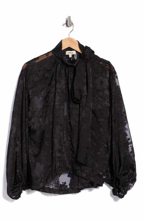 Rhett Oversized Burnout Tie Neck Blouse