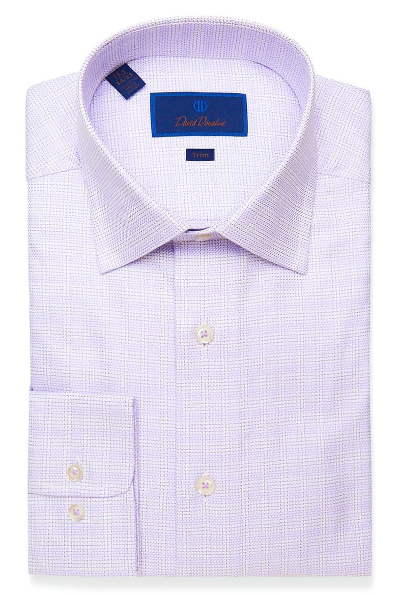 Trim Fit Plaid Dress Shirt, Alternate, color, WHITE/LILAC