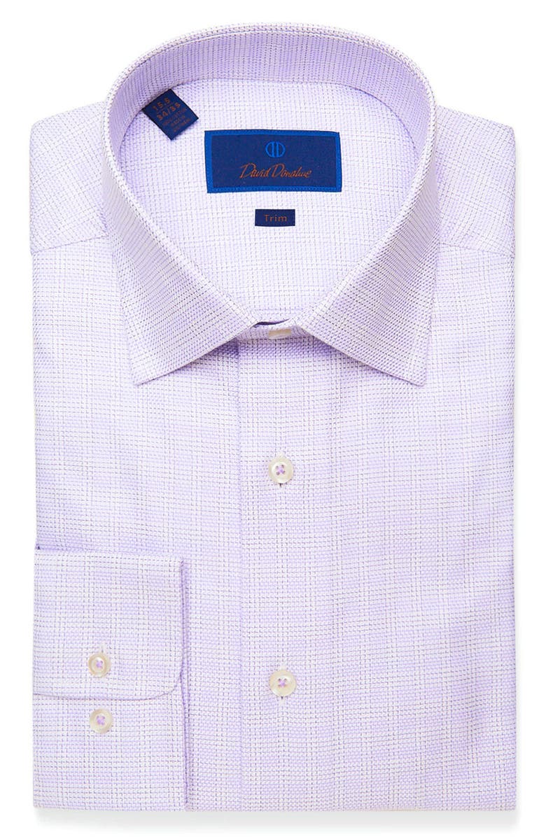 David Donahue Trim Fit Plaid Dress Shirt, Alternate, color, 