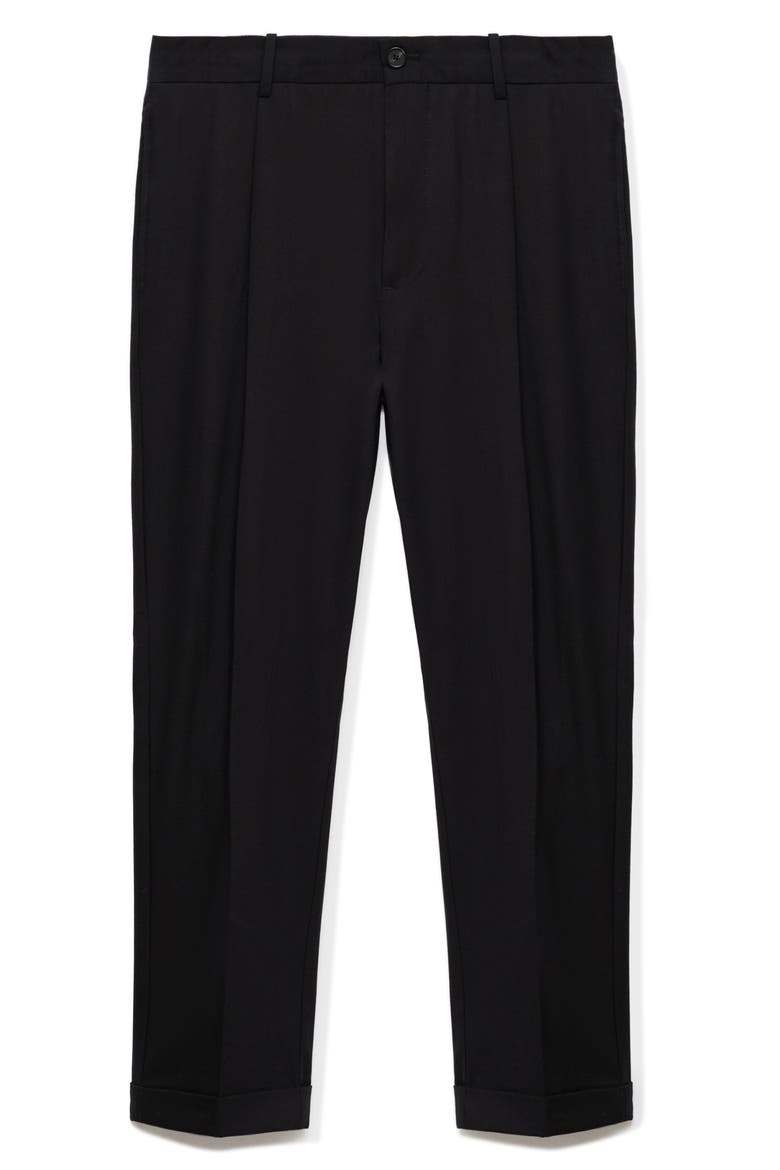Regular Fit Pleated Pants, Alternate, color, BLACK