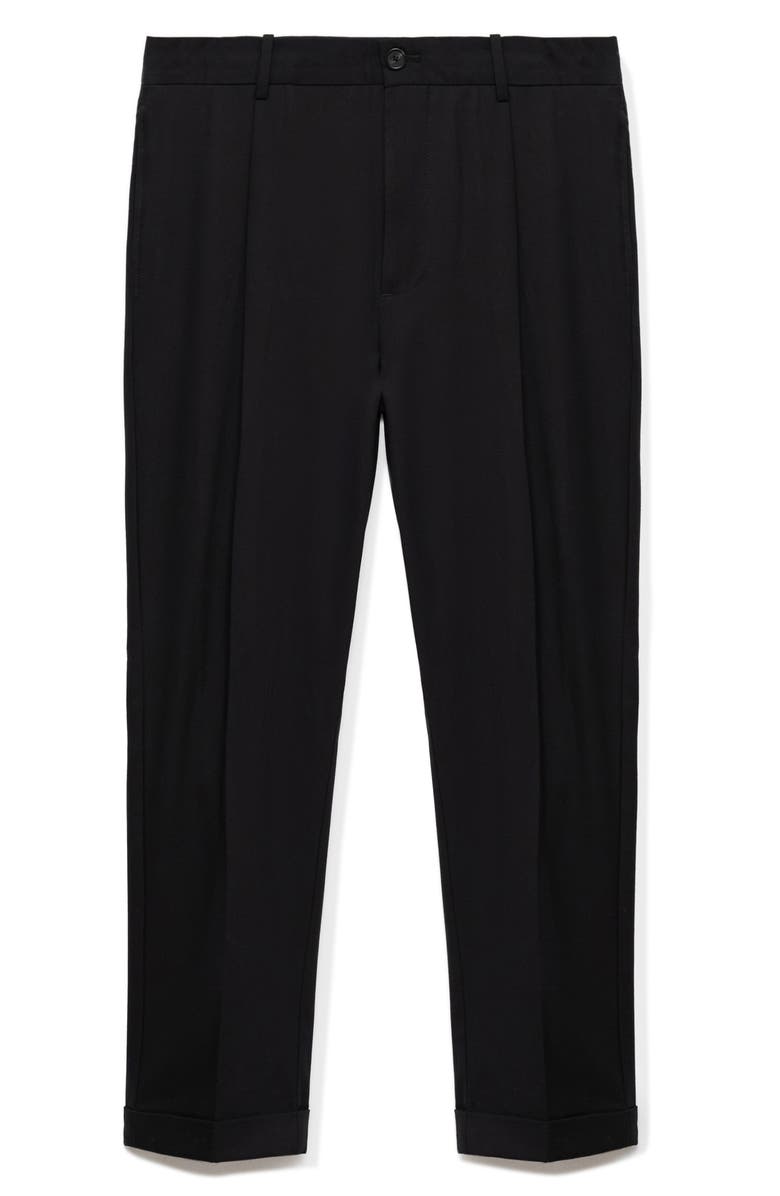 MANGO Regular Fit Pleated Pants, Alternate, color, Black