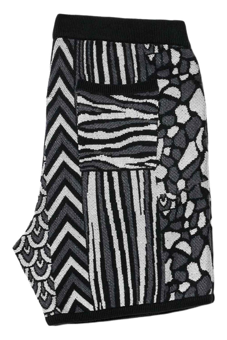 Burrows Abstract Pattern Knit Shorts, Alternate, color, BLACK