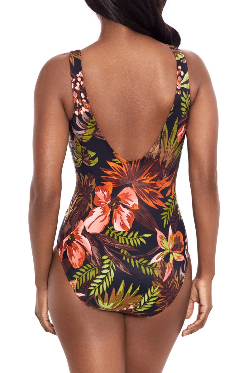 Miraclesuit<sup>®</sup> Botanico Crossover One-Piece Swimsuit, Alternate, color, Black Multi