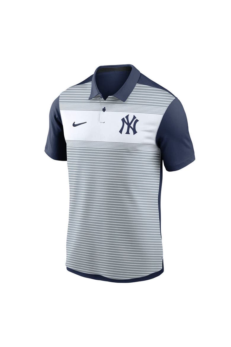 Men's Nike White/Navy New York Yankees Vapor Striped Performance Polo, Alternate, color, White