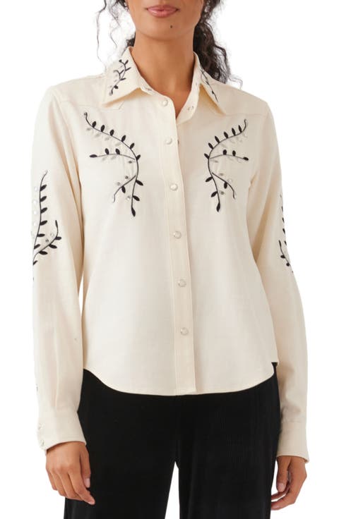 Embroidered Western Button-Up Shirt