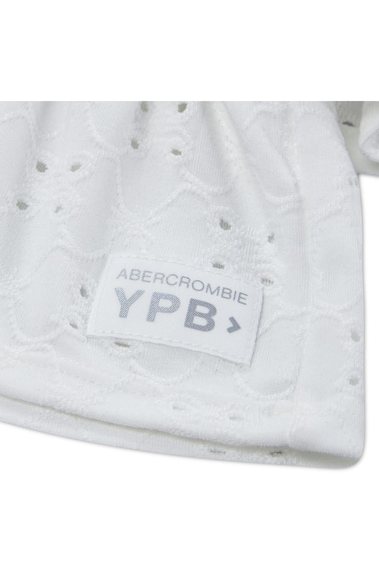 abercrombie kids Kids' Active Eyelet One Shoulder Minidress with Built-In Shorts, Alternate, color, Bright White