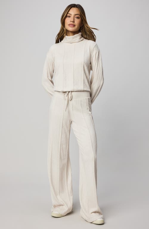 Splendid Cable Lounge Turtleneck Top In White