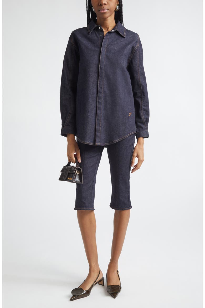 La Chemise Amelo de-Nîmes Denim Button-Up Shirt, Alternate, color, DARK NAVY