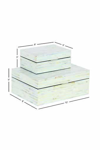 WILLOW ROW White Coastal Box - Set of 2