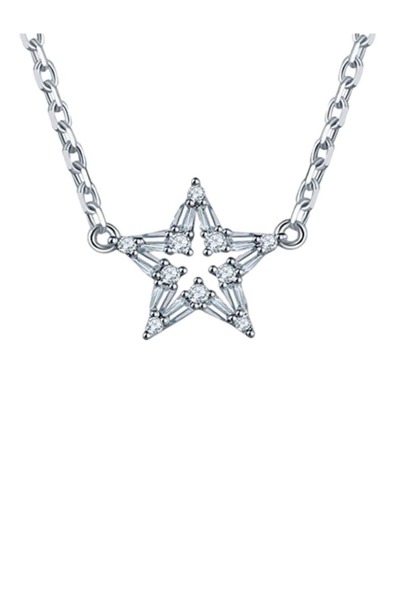 Crystal Star Pendant Necklace, Main, color, Silver