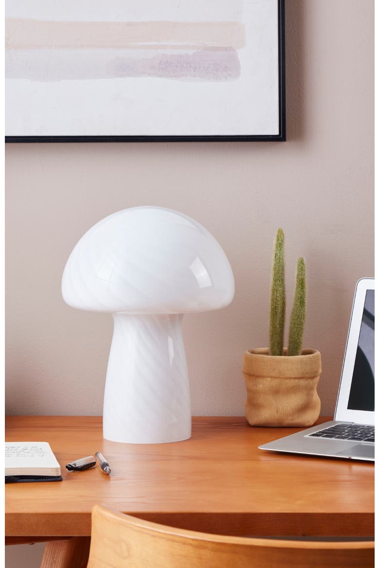 Mushroom 13" Modern LED Table Lamp with Frosted White Glass Shade, Alternate, color, White