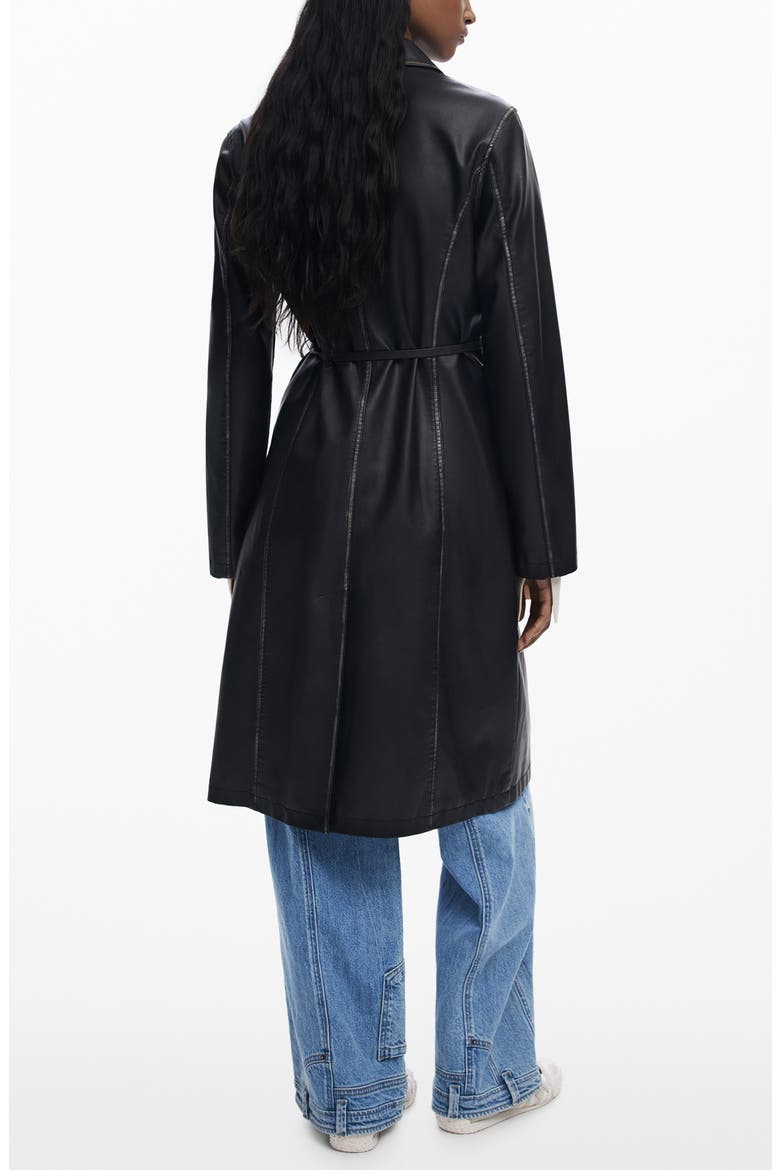 Faux Leather Coat, Alternate, color, BLACK