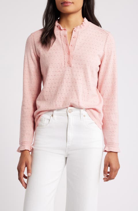 Ruffle Pointelle Sweater