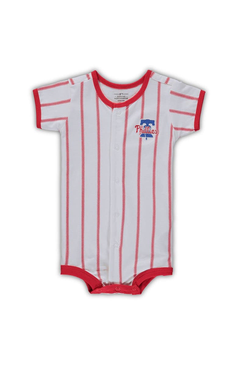 Outerstuff Infant White Philadelphia Phillies Pinstripe Power Hitter Coverall, Main, color, 