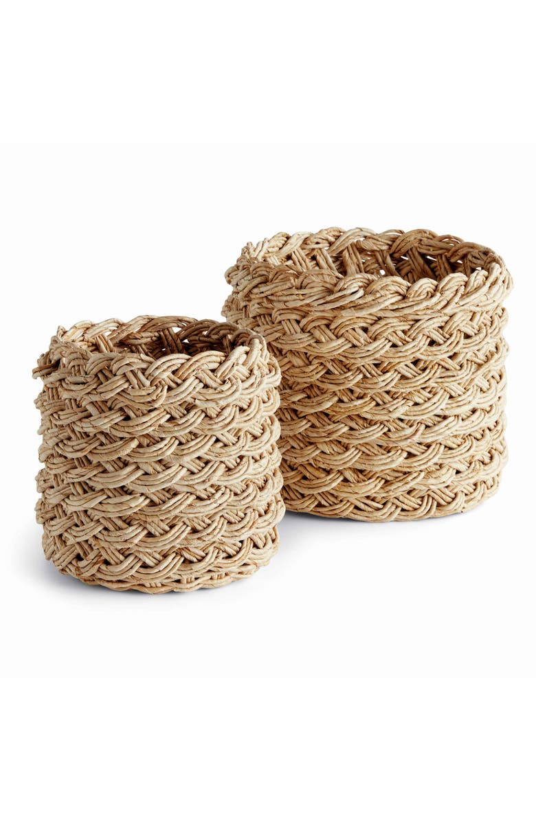 Napa Home & Garden Abaca French Braid Storage Baskets Round Set Of 2, Main, color, Beige