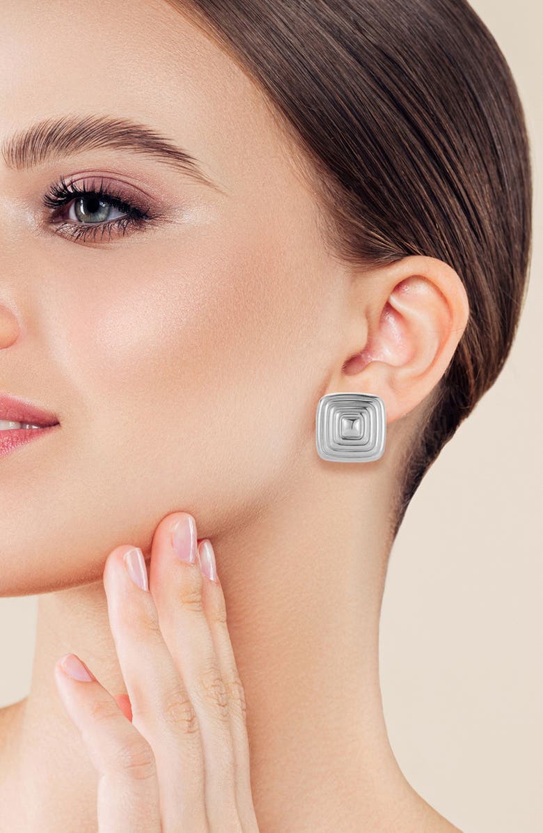 GLAZE JEWELRY Statement Stud Earrings, Alternate, color, Silver