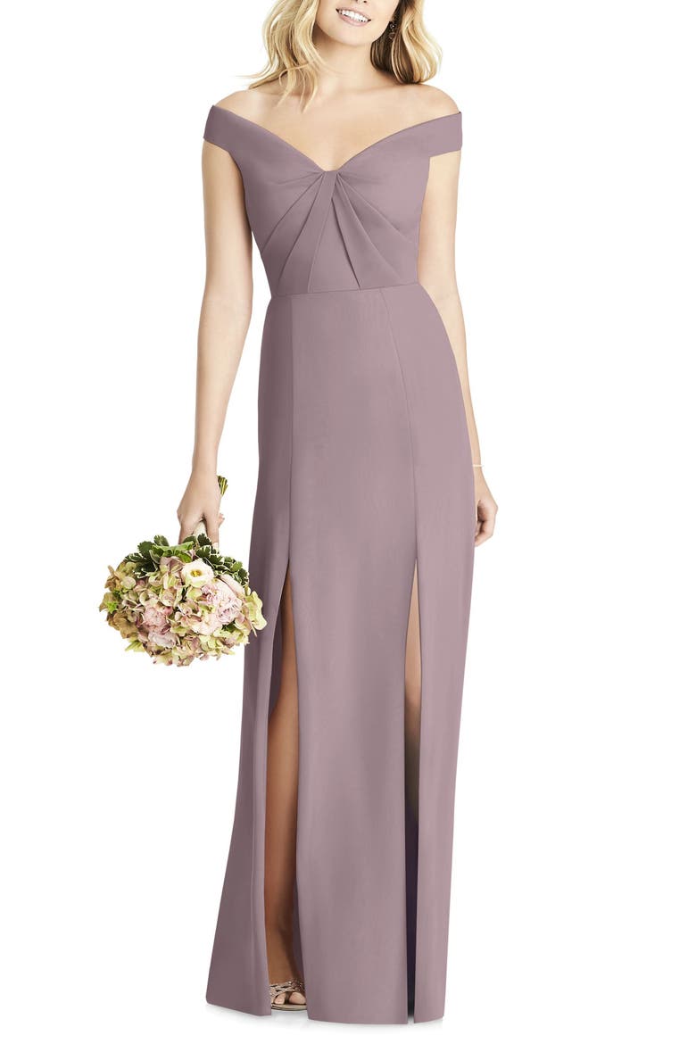 Off the Shoulder Chiffon A-Line Gown, Alternate, color, DUSTY ROSE