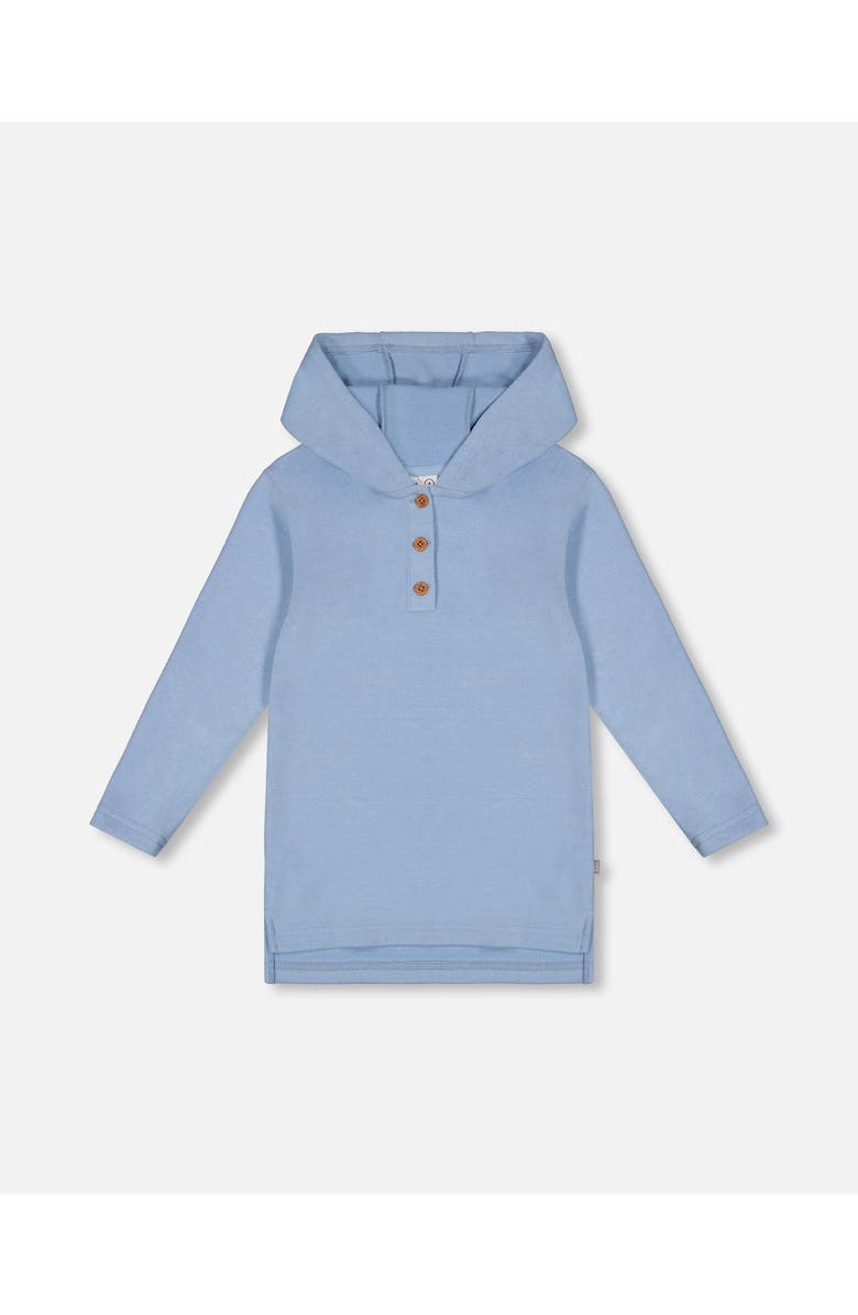 Deux par Deux Girl's Hooded Rib Tunic Light Blue, Main, color, 