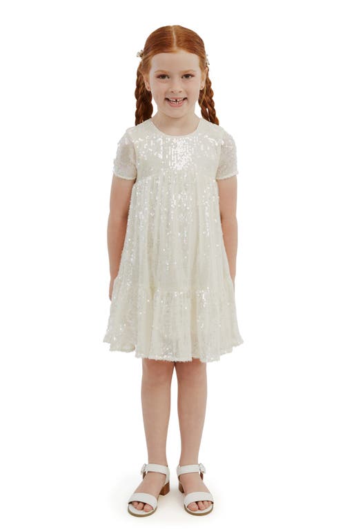 Bardot Junior Kids' Tiered Sequin Dress in Arctic Ice 