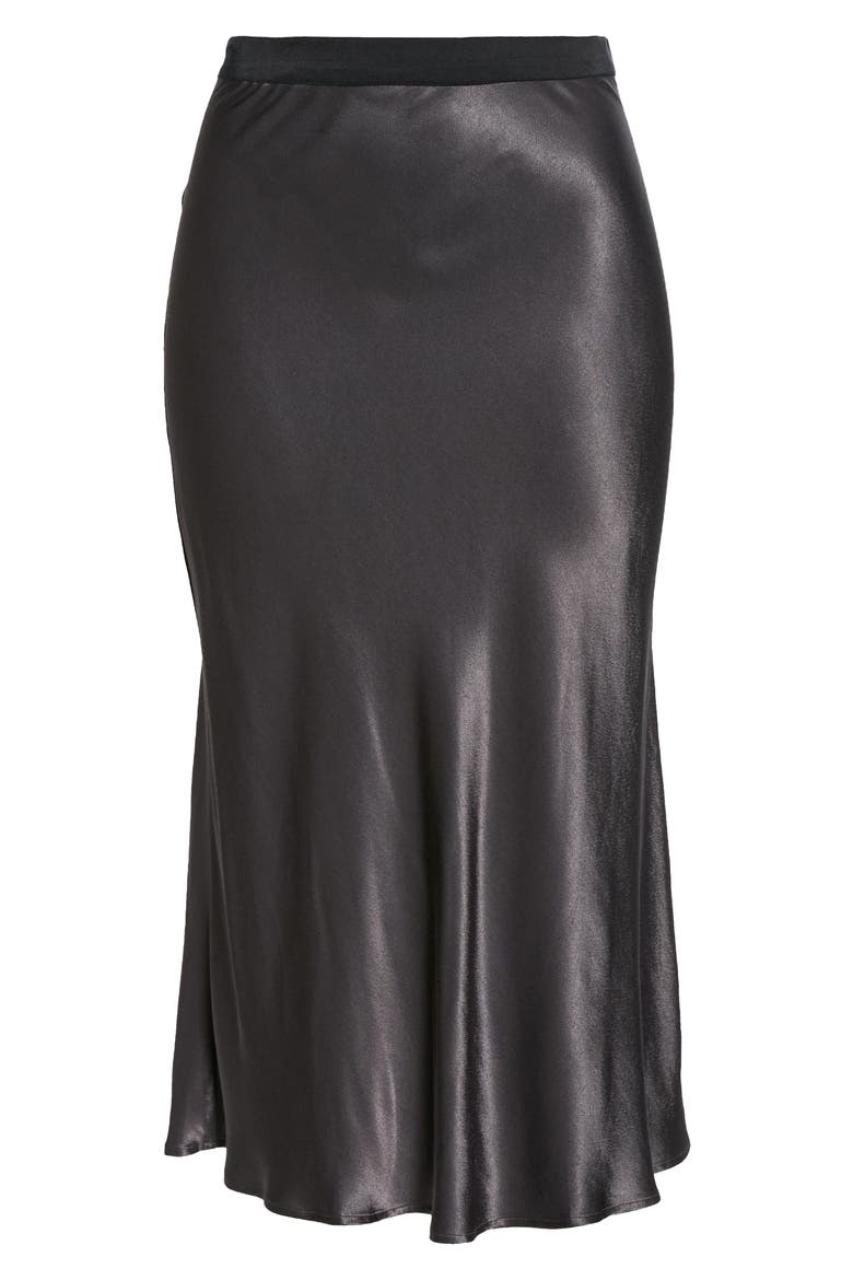 Berlin Satin Midi Skirt, Alternate, color, SLATE