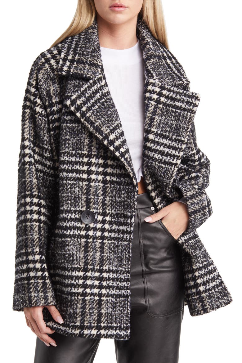 Women's Mixed Plaid Double Breasted Coat, Alternate, color, WEDGE PLAID