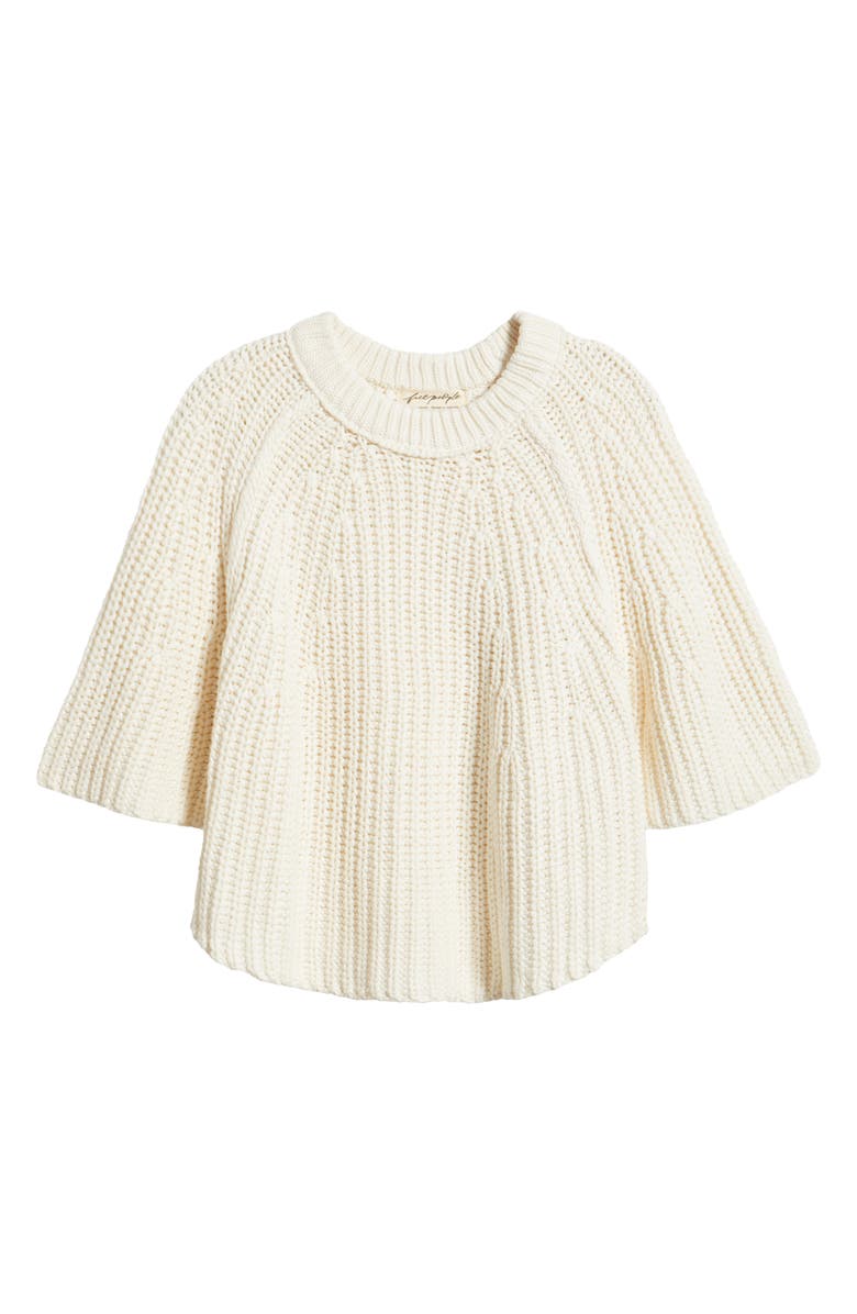 Free People Amy Short Sleeve Cotton Sweater, Alternate, color, Whisper White