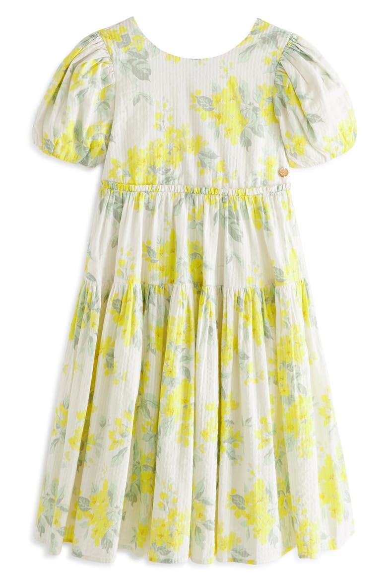 Apple Blossom Print Seersucker Dress, Main, color, YELLOW