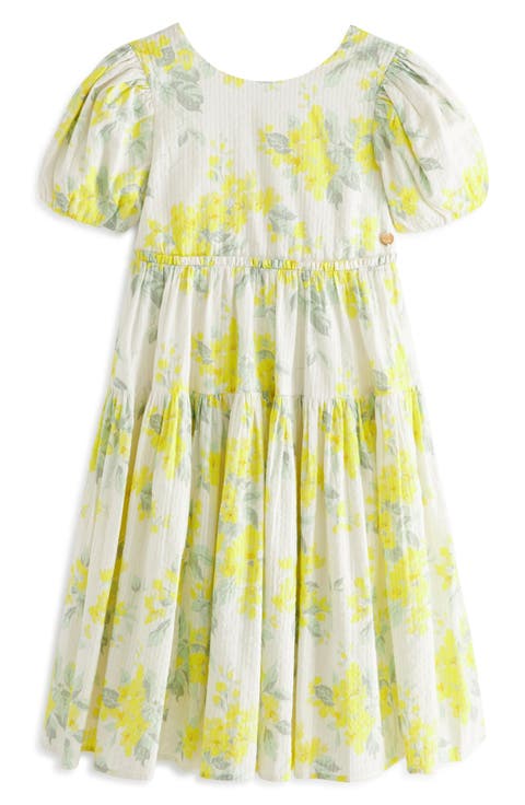Apple Blossom Print Seersucker Dress (Baby)