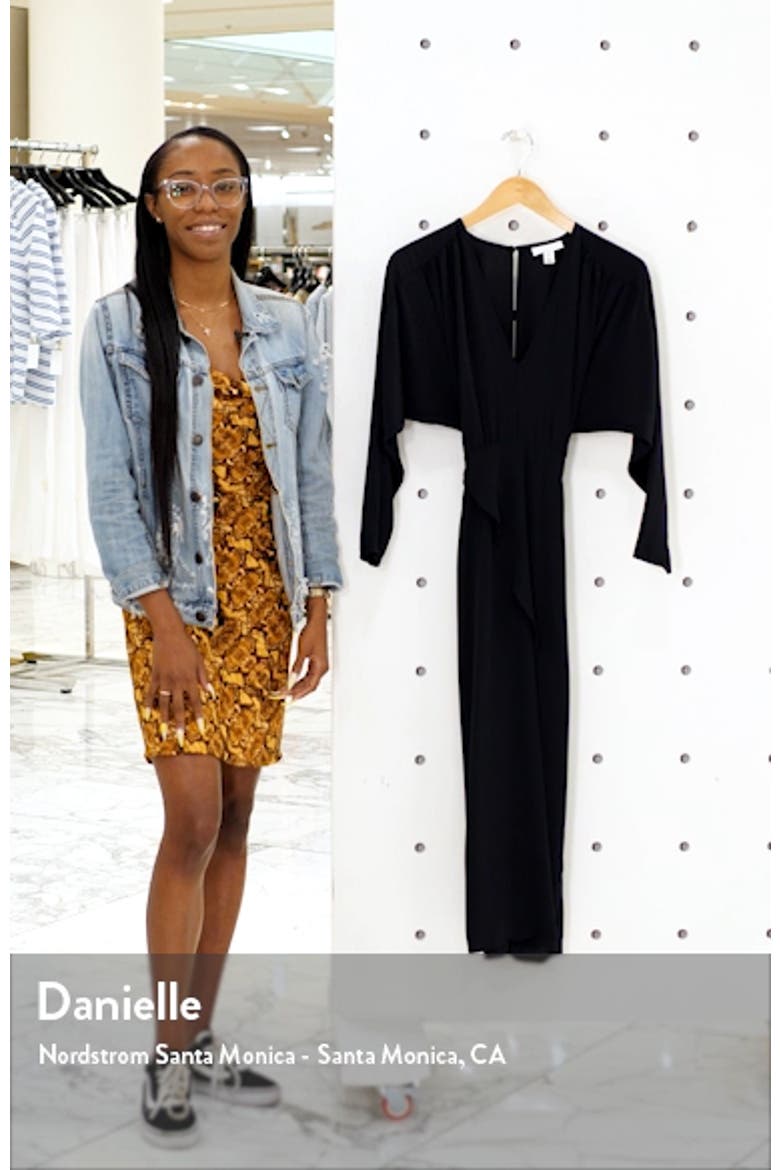 Belted V-Neck Long Sleeve Midi Dress video