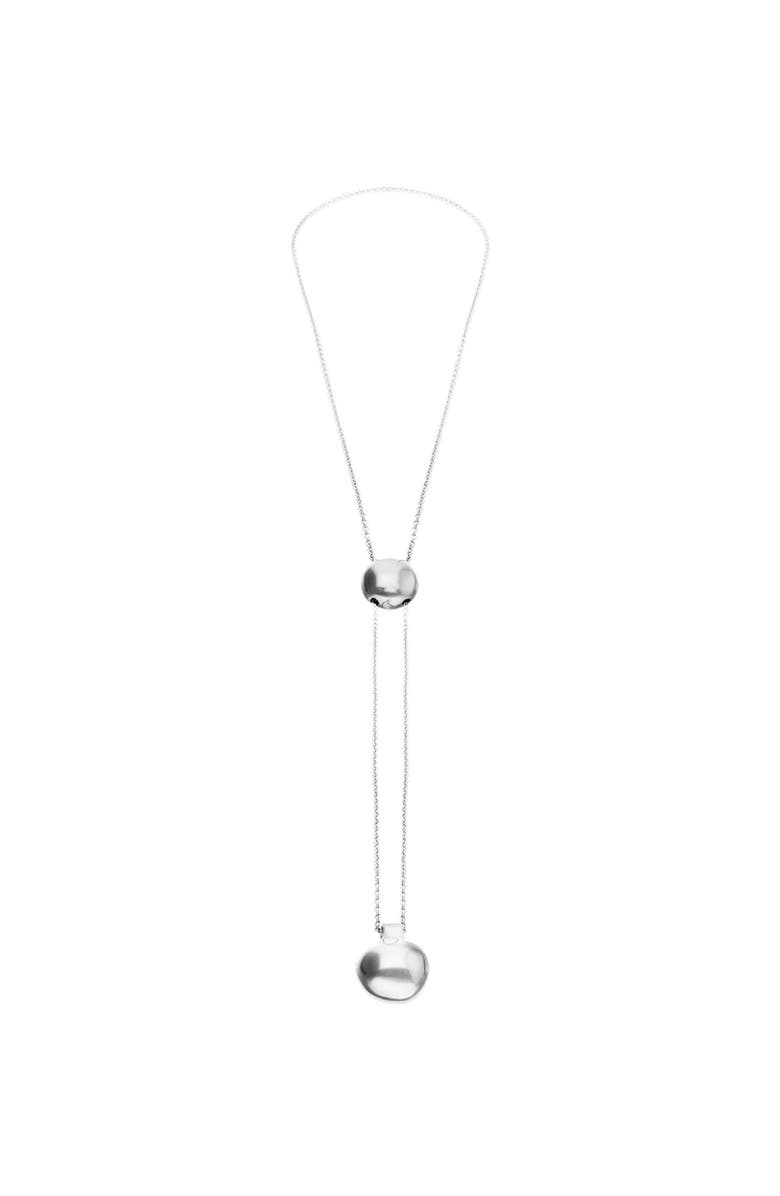 UNODE50 Sterling silver plated necklace with adjustable height chain with two weights, Alternate, color, Silver