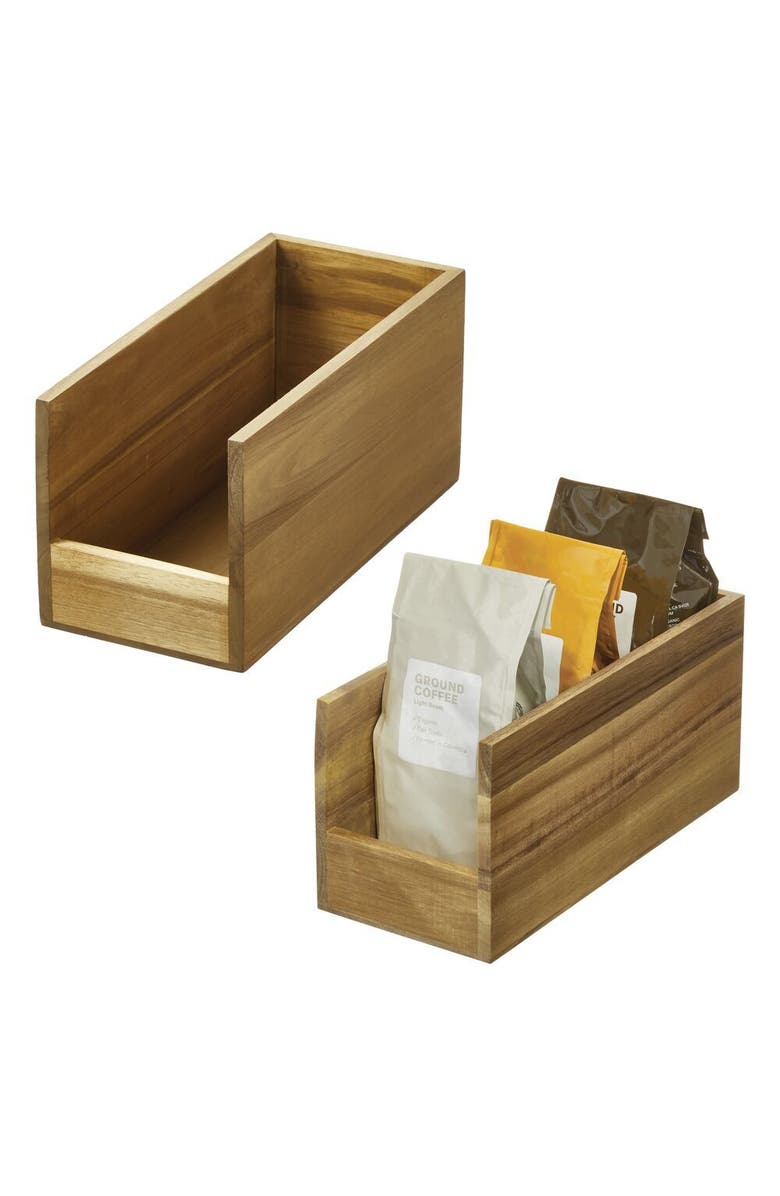 iDesign Acacia Wood Open-Front Pantry Bin for Kitchen Organization, Main, color,
