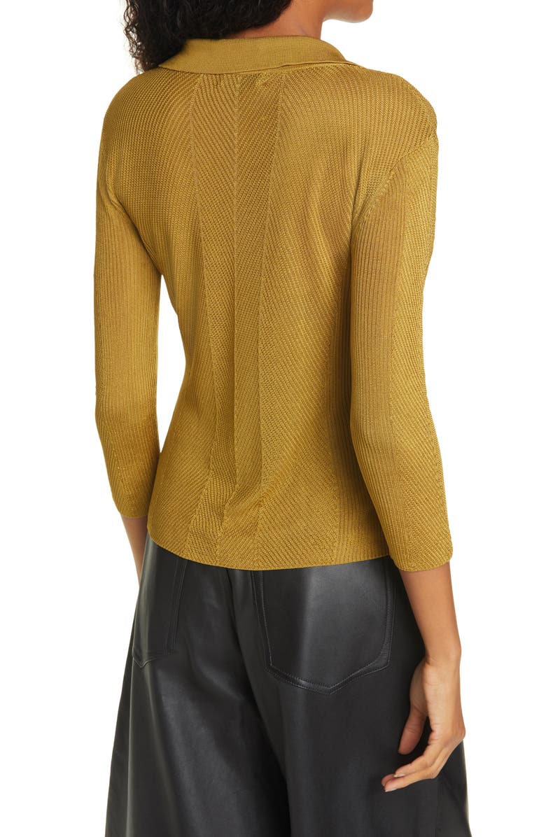 rag & bone Three Quarter Sleeve Polo, Alternate, color, Seedgrn