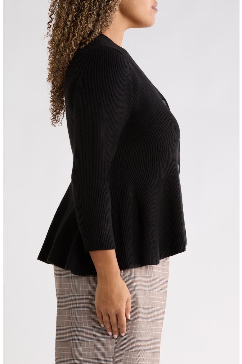 Carthay Mile Peplum Cardigan, Alternate, color, BLACK